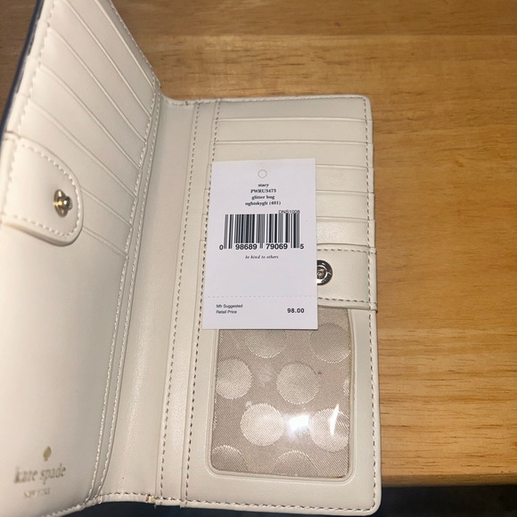 Kate Spade Midnight Blue Glitter Patent Long Snap Wallet VGUC - Picture 7 of 7